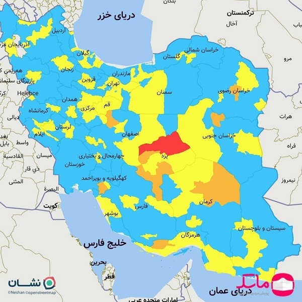 خوزستان ، بدون شهر قرمز و نارنجی کرونایی